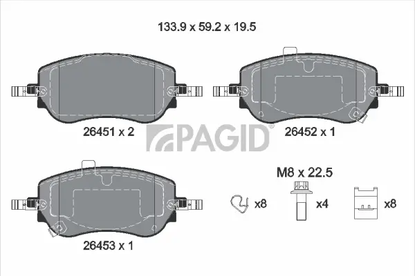 Bremsbelagsatz, Scheibenbremse Vorderachse PAGID T2932N