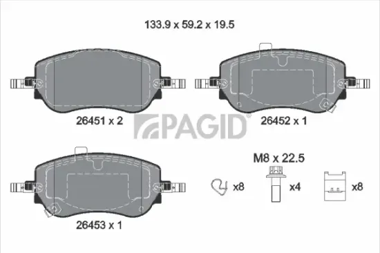 Bremsbelagsatz, Scheibenbremse Vorderachse PAGID T2932N Bild Bremsbelagsatz, Scheibenbremse Vorderachse PAGID T2932N