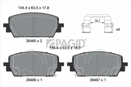 Bremsbelagsatz, Scheibenbremse Vorderachse PAGID T2938N Bild Bremsbelagsatz, Scheibenbremse Vorderachse PAGID T2938N