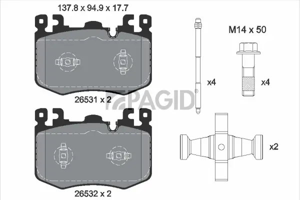 Bremsbelagsatz, Scheibenbremse Vorderachse PAGID T3180N