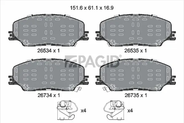 Bremsbelagsatz, Scheibenbremse Vorderachse PAGID T4205N