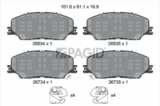 Bremsbelagsatz, Scheibenbremse Vorderachse PAGID T4205N Bild Bremsbelagsatz, Scheibenbremse Vorderachse PAGID T4205N