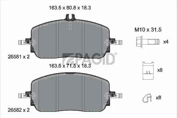 Bremsbelagsatz, Scheibenbremse Vorderachse PAGID T2965N