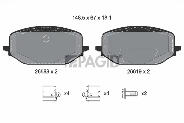 Bremsbelagsatz, Scheibenbremse Vorderachse PAGID T3179N