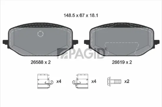 Bremsbelagsatz, Scheibenbremse Vorderachse PAGID T3179N Bild Bremsbelagsatz, Scheibenbremse Vorderachse PAGID T3179N