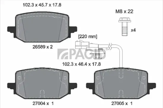 Bremsbelagsatz, Scheibenbremse Hinterachse PAGID T4607N Bild Bremsbelagsatz, Scheibenbremse Hinterachse PAGID T4607N