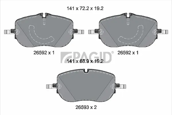 Bremsbelagsatz, Scheibenbremse Vorderachse PAGID T2963N