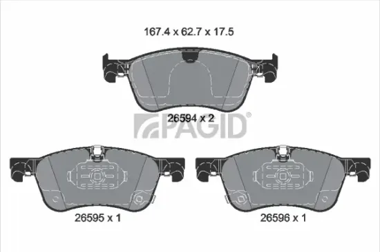 Bremsbelagsatz, Scheibenbremse Vorderachse PAGID T4222N Bild Bremsbelagsatz, Scheibenbremse Vorderachse PAGID T4222N