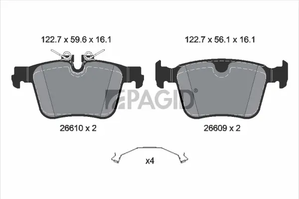 Bremsbelagsatz, Scheibenbremse Hinterachse PAGID T4259N