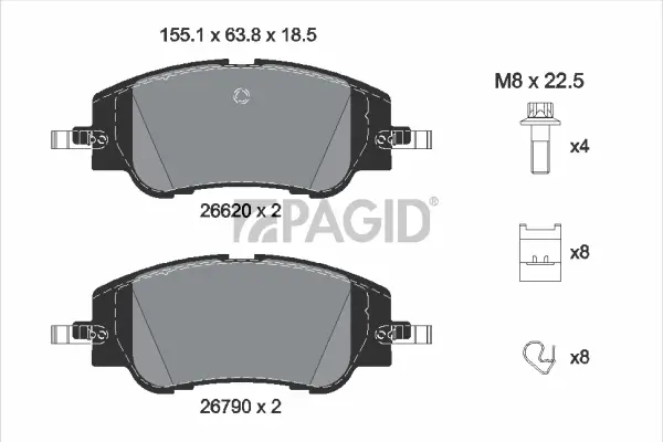 Bremsbelagsatz, Scheibenbremse Vorderachse PAGID T4253N