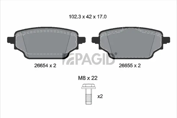Bremsbelagsatz, Scheibenbremse Hinterachse PAGID T4224N