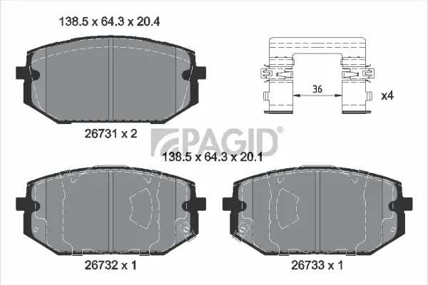 Bremsbelagsatz, Scheibenbremse Vorderachse PAGID T4241N
