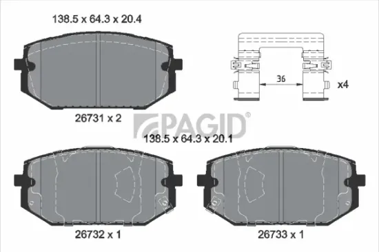 Bremsbelagsatz, Scheibenbremse Vorderachse PAGID T4241N Bild Bremsbelagsatz, Scheibenbremse Vorderachse PAGID T4241N