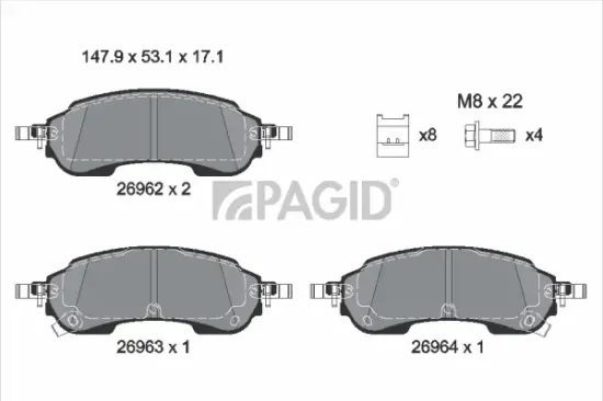 Bremsbelagsatz, Scheibenbremse Hinterachse PAGID T3305N Bild Bremsbelagsatz, Scheibenbremse Hinterachse PAGID T3305N