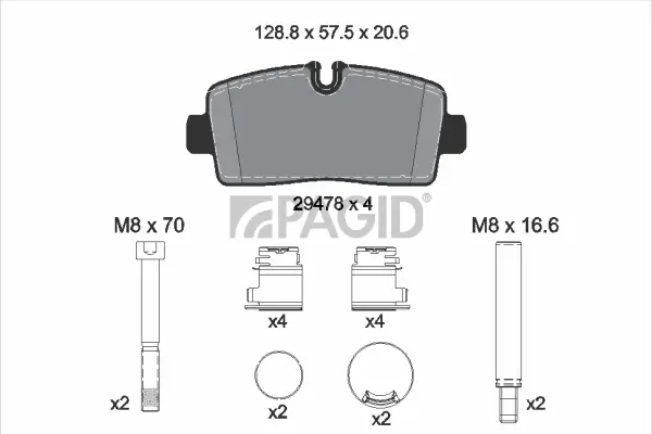 Bremsbelagsatz, Scheibenbremse Hinterachse PAGID T4256N