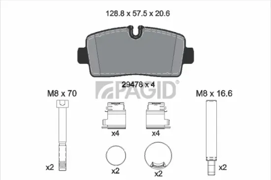 Bremsbelagsatz, Scheibenbremse Hinterachse PAGID T4256N Bild Bremsbelagsatz, Scheibenbremse Hinterachse PAGID T4256N