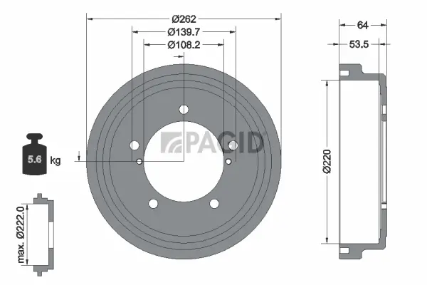 Bremstrommel Hinterachse PAGID 61460N