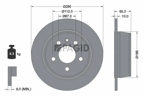 Bremsscheibe Hinterachse PAGID 52149NC