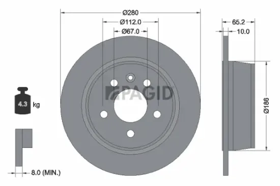 Bremsscheibe Hinterachse PAGID 52149NC Bild Bremsscheibe Hinterachse PAGID 52149NC