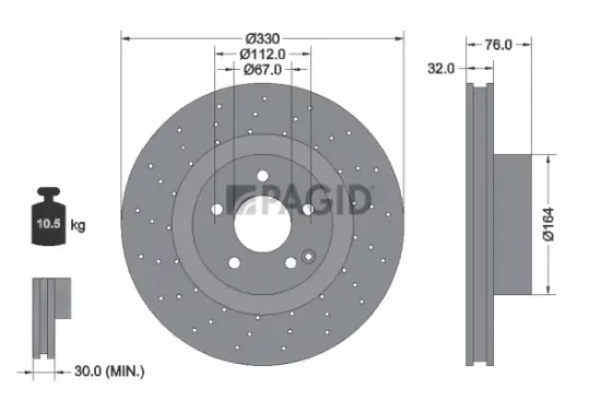 Bremsscheibe Vorderachse PAGID 50269NC Bild Bremsscheibe Vorderachse PAGID 50269NC