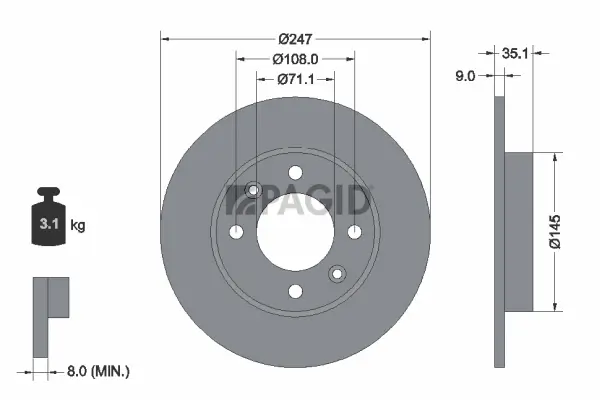 Bremsscheibe Hinterachse PAGID 50366NC