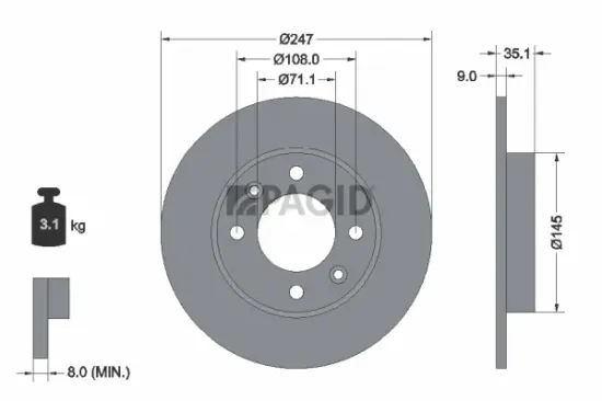 Bremsscheibe Hinterachse PAGID 50366NC Bild Bremsscheibe Hinterachse PAGID 50366NC