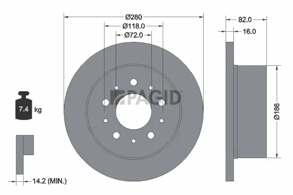 Bremsscheibe Hinterachse PAGID 54161NC