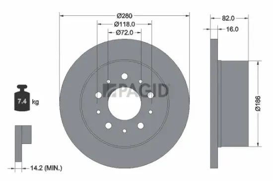 Bremsscheibe Hinterachse PAGID 54161NC Bild Bremsscheibe Hinterachse PAGID 54161NC