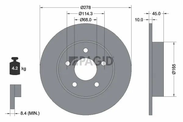 Bremsscheibe Hinterachse PAGID 54257NC