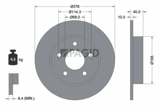 Bremsscheibe Hinterachse PAGID 54257NC Bild Bremsscheibe Hinterachse PAGID 54257NC