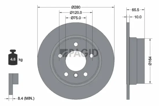 Bremsscheibe Hinterachse PAGID 54329NC Bild Bremsscheibe Hinterachse PAGID 54329NC