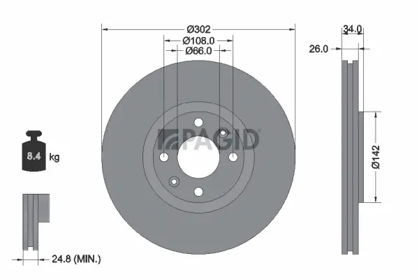 Bremsscheibe Vorderachse PAGID 54332NC