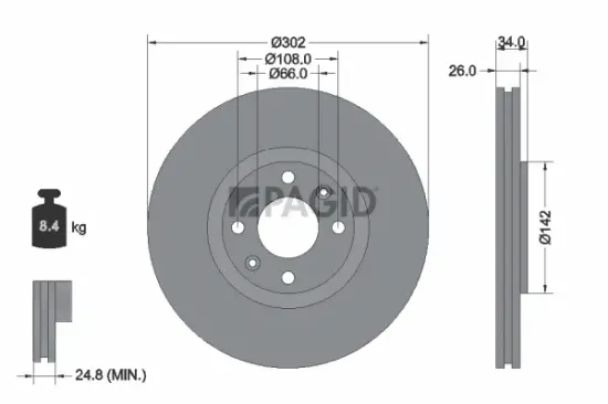 Bremsscheibe Vorderachse PAGID 54332NC Bild Bremsscheibe Vorderachse PAGID 54332NC