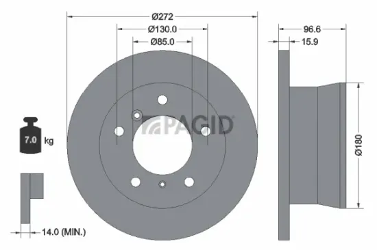 Bremsscheibe Hinterachse PAGID 54376NC Bild Bremsscheibe Hinterachse PAGID 54376NC