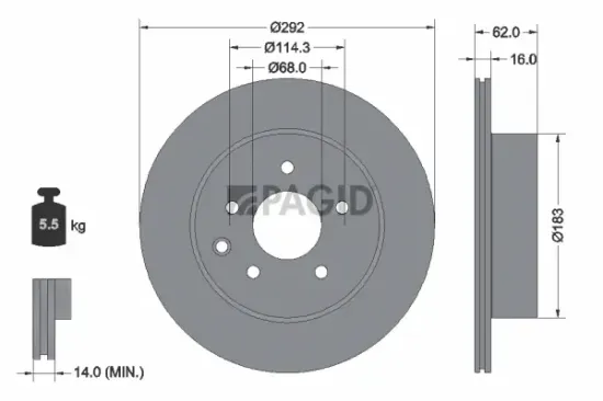 Bremsscheibe Hinterachse PAGID 54440NC Bild Bremsscheibe Hinterachse PAGID 54440NC