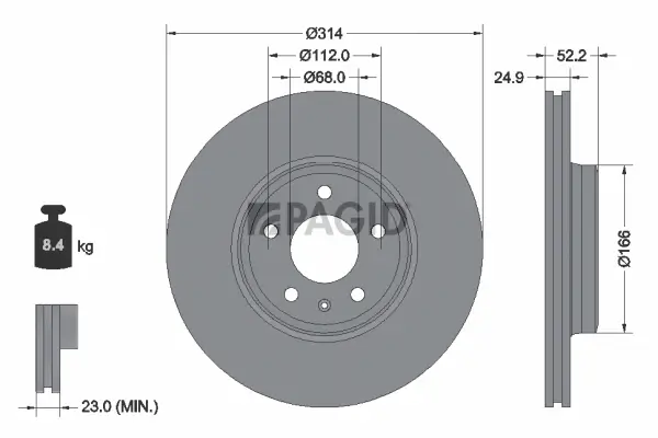 Bremsscheibe Vorderachse PAGID 54599NHC