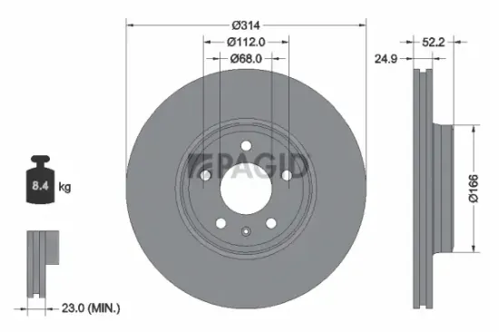 Bremsscheibe Vorderachse PAGID 54599NHC Bild Bremsscheibe Vorderachse PAGID 54599NHC