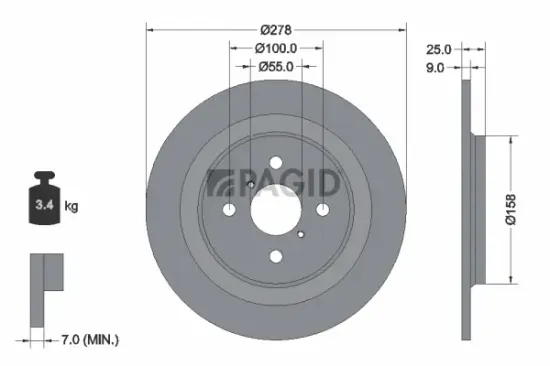 Bremsscheibe Hinterachse PAGID 54619NC Bild Bremsscheibe Hinterachse PAGID 54619NC