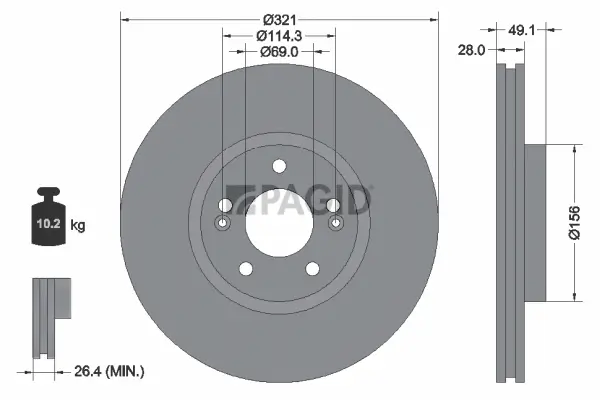 Bremsscheibe Vorderachse PAGID 54660NC