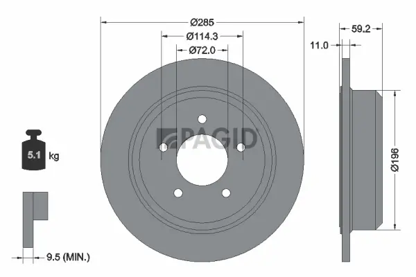 Bremsscheibe Hinterachse PAGID 54694NC