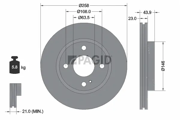 Bremsscheibe Vorderachse PAGID 54760NHC