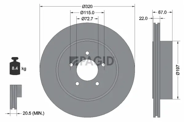 Bremsscheibe Hinterachse PAGID 54772NC