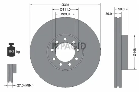Bremsscheibe Vorderachse PAGID 54776NC Bild Bremsscheibe Vorderachse PAGID 54776NC