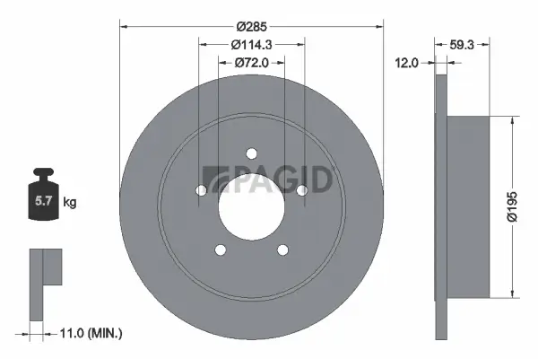 Bremsscheibe Hinterachse PAGID 54940NC