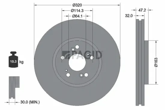 Bremsscheibe Vorderachse PAGID 54949N Bild Bremsscheibe Vorderachse PAGID 54949N