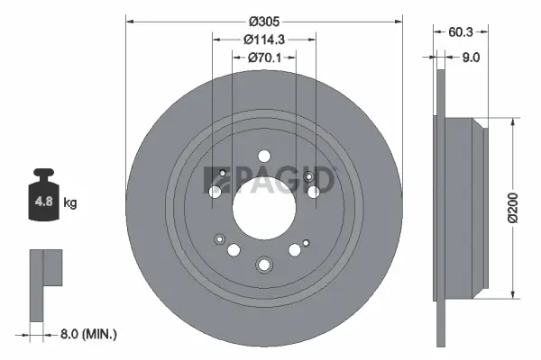 Bremsscheibe Hinterachse PAGID 54951N