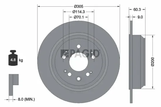 Bremsscheibe Hinterachse PAGID 54951N Bild Bremsscheibe Hinterachse PAGID 54951N