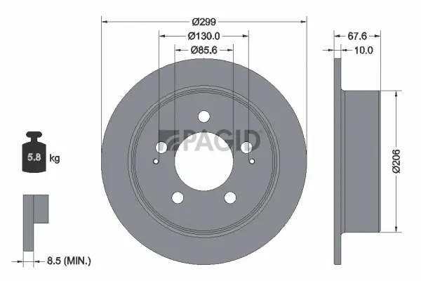 Bremsscheibe Hinterachse PAGID 54987NC