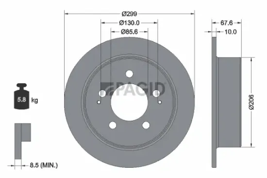 Bremsscheibe Hinterachse PAGID 54987NC Bild Bremsscheibe Hinterachse PAGID 54987NC