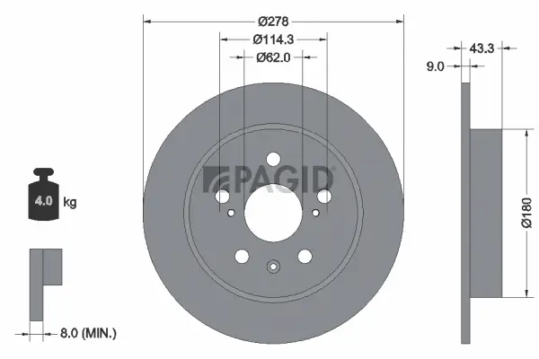 Bremsscheibe Hinterachse PAGID 55253NC